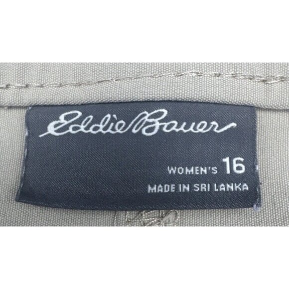 Eddie Bauer Women’s Tan Rainier Capri Crop Pants Sz 16 Stretch Outdoor Hiking - Picture 7 of 13